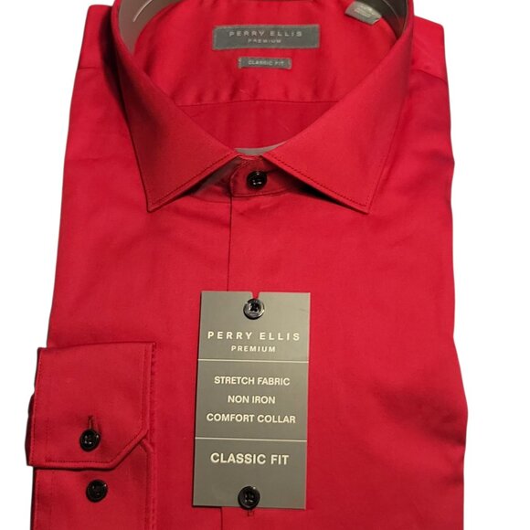 Perry Ellis Shirt 18 34/35 Classic Fit NWT $75 Red - Picture 1 of 5